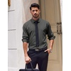 image:imageCOOFANDY Mens Dress Shirts Long Sleeve Casual Button Down Shirt Solid Regular Fit Formal Business ShirtsArmy Green