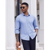 image:imageCOOFANDY Mens Dress Shirts Long Sleeve Casual Button Down Shirt Solid Regular Fit Formal Business ShirtsClear Blue