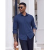 image:imageCOOFANDY Mens Dress Shirts Long Sleeve Casual Button Down Shirt Solid Regular Fit Formal Business ShirtsDark Blue