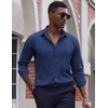 image:imageCOOFANDY Mens Dress Shirts Long Sleeve Casual Button Down Shirt Solid Regular Fit Formal Business ShirtsDark Blue