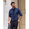 image:imageCOOFANDY Mens Dress Shirts Long Sleeve Casual Button Down Shirt Solid Regular Fit Formal Business ShirtsDark Blue