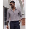 image:imageCOOFANDY Mens Dress Shirts Long Sleeve Casual Button Down Shirt Solid Regular Fit Formal Business ShirtsLight Grey
