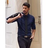 image:imageCOOFANDY Mens Dress Shirts Long Sleeve Casual Button Down Shirt Solid Regular Fit Formal Business ShirtsNavy Blue