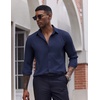 image:imageCOOFANDY Mens Dress Shirts Long Sleeve Casual Button Down Shirt Solid Regular Fit Formal Business ShirtsNavy Blue