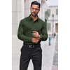 image:imageCOOFANDY Mens Dress Shirts Long Sleeve Stain Shield Button Down Shirt Regular Fit Formal Business Wedding ShirtsArmy Green