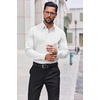 image:imageCOOFANDY Mens Dress Shirts Long Sleeve Stain Shield Button Down Shirt Regular Fit Formal Business Wedding ShirtsWhite