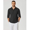 image:imageCOOFANDY Mens Dress Shirts Untucked Long Sleeve Button Down Denim Shirt Stretch Business Casual ShirtsBlack