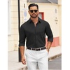 image:imageCOOFANDY Mens Dress Shirts Untucked Long Sleeve Button Down Denim Shirt Stretch Business Casual ShirtsBlack