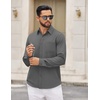 image:imageCOOFANDY Mens Dress Shirts Untucked Long Sleeve Button Down Denim Shirt Stretch Business Casual ShirtsDark Grey