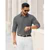 image:imageCOOFANDY Mens Dress Shirts Untucked Long Sleeve Button Down Denim Shirt Stretch Business Casual ShirtsDark Grey