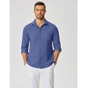 image:imageCOOFANDY Mens Dress Shirts Untucked Long Sleeve Button Down Denim Shirt Stretch Business Casual ShirtsDeep Blue