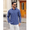 image:imageCOOFANDY Mens Dress Shirts Untucked Long Sleeve Button Down Denim Shirt Stretch Business Casual ShirtsDeep Blue