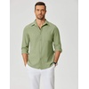 image:imageCOOFANDY Mens Dress Shirts Untucked Long Sleeve Button Down Denim Shirt Stretch Business Casual ShirtsLight Green