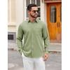 image:imageCOOFANDY Mens Dress Shirts Untucked Long Sleeve Button Down Denim Shirt Stretch Business Casual ShirtsLight Green