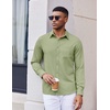image:imageCOOFANDY Mens Dress Shirts Untucked Long Sleeve Button Down Denim Shirt Stretch Business Casual ShirtsLight Green