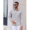 image:imageCOOFANDY Mens Dress Shirts Untucked Long Sleeve Button Down Denim Shirt Stretch Business Casual ShirtsLight Grey
