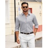 image:imageCOOFANDY Mens Dress Shirts Untucked Long Sleeve Button Down Denim Shirt Stretch Business Casual ShirtsLight Grey