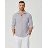 image:imageCOOFANDY Mens Dress Shirts Untucked Long Sleeve Button Down Denim Shirt Stretch Business Casual ShirtsLight Grey