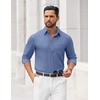 image:imageCOOFANDY Mens Dress Shirts Untucked Long Sleeve Button Down Denim Shirt Stretch Business Casual ShirtsNavy Blue
