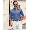 image:imageCOOFANDY Mens Dress Shirts Untucked Long Sleeve Button Down Denim Shirt Stretch Business Casual ShirtsNavy Blue