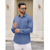 image:imageCOOFANDY Mens Dress Shirts Untucked Long Sleeve Button Down Denim Shirt Stretch Business Casual ShirtsNavy Blue