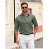 image:imageCOOFANDY Mens Dress Shirts Untucked Long Sleeve Button Down Denim Shirt Stretch Business Casual ShirtsOlive Green