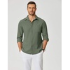 image:imageCOOFANDY Mens Dress Shirts Untucked Long Sleeve Button Down Denim Shirt Stretch Business Casual ShirtsOlive Green