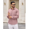 image:imageCOOFANDY Mens Dress Shirts Untucked Long Sleeve Button Down Denim Shirt Stretch Business Casual ShirtsPink