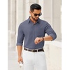 image:imageCOOFANDY Mens Dress Shirts Untucked Long Sleeve Button Down Denim Shirt Stretch Business Casual ShirtsStone Blue