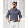 image:imageCOOFANDY Mens Dress Shirts Untucked Long Sleeve Button Down Denim Shirt Stretch Business Casual ShirtsStone Blue
