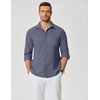 image:imageCOOFANDY Mens Dress Shirts Untucked Long Sleeve Button Down Denim Shirt Stretch Business Casual ShirtsStone Blue