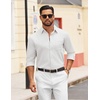 image:imageCOOFANDY Mens Dress Shirts Untucked Long Sleeve Button Down Denim Shirt Stretch Business Casual ShirtsWhite