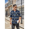 image:imageCOOFANDY Mens Fall Plaid Button Down Shirt Long Sleeve Casual Cowboy Work Shirts Lightweight Flannel Shirts Two PocketA Plaidgreen Blue Plaid