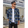image:imageCOOFANDY Mens Fall Plaid Button Down Shirt Long Sleeve Casual Cowboy Work Shirts Lightweight Flannel Shirts Two PocketA Plaidgreen Blue Plaid