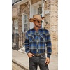 image:imageCOOFANDY Mens Fall Plaid Button Down Shirt Long Sleeve Casual Cowboy Work Shirts Lightweight Flannel Shirts Two PocketA Plaidgreen Blue Plaid