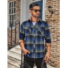 image:imageCOOFANDY Mens Fall Plaid Button Down Shirt Long Sleeve Casual Cowboy Work Shirts Lightweight Flannel Shirts Two PocketA Plaidgreen Blue Plaid