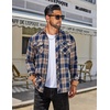 image:imageCOOFANDY Mens Fall Plaid Button Down Shirt Long Sleeve Casual Cowboy Work Shirts Lightweight Flannel Shirts Two PocketA Plaidnavy Khaki Plaid