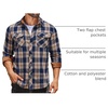 image:imageCOOFANDY Mens Fall Plaid Button Down Shirt Long Sleeve Casual Cowboy Work Shirts Lightweight Flannel Shirts Two PocketA Plaidnavy Khaki Plaid
