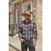image:imageCOOFANDY Mens Fall Plaid Button Down Shirt Long Sleeve Casual Cowboy Work Shirts Lightweight Flannel Shirts Two PocketA Plaidnavy Khaki Plaid