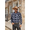 image:imageCOOFANDY Mens Fall Plaid Button Down Shirt Long Sleeve Casual Cowboy Work Shirts Lightweight Flannel Shirts Two PocketPlaidblack  Navy