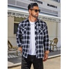 image:imageCOOFANDY Mens Fall Plaid Button Down Shirt Long Sleeve Casual Cowboy Work Shirts Lightweight Flannel Shirts Two PocketPlaidblack  Navy