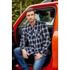 image:imageCOOFANDY Mens Fall Plaid Button Down Shirt Long Sleeve Casual Cowboy Work Shirts Lightweight Flannel Shirts Two PocketPlaidblack  Navy
