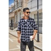 image:imageCOOFANDY Mens Fall Plaid Button Down Shirt Long Sleeve Casual Cowboy Work Shirts Lightweight Flannel Shirts Two PocketPlaidblack  Navy