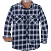 image:imageCOOFANDY Mens Fall Plaid Button Down Shirt Long Sleeve Casual Cowboy Work Shirts Lightweight Flannel Shirts Two PocketPlaidblack  Navy