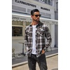 image:imageCOOFANDY Mens Fall Plaid Button Down Shirt Long Sleeve Casual Cowboy Work Shirts Lightweight Flannel Shirts Two PocketPlaidbrown White Plaid