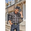 image:imageCOOFANDY Mens Fall Plaid Button Down Shirt Long Sleeve Casual Cowboy Work Shirts Lightweight Flannel Shirts Two PocketPlaidbrown White Plaid
