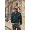 image:imageCOOFANDY Mens Fall Plaid Button Down Shirt Long Sleeve Casual Cowboy Work Shirts Lightweight Flannel Shirts Two PocketPlaidgreen