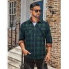 image:imageCOOFANDY Mens Fall Plaid Button Down Shirt Long Sleeve Casual Cowboy Work Shirts Lightweight Flannel Shirts Two PocketPlaidgreen