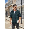 image:imageCOOFANDY Mens Fall Plaid Button Down Shirt Long Sleeve Casual Cowboy Work Shirts Lightweight Flannel Shirts Two PocketPlaidgreen