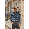 image:imageCOOFANDY Mens Fall Plaid Button Down Shirt Long Sleeve Casual Cowboy Work Shirts Lightweight Flannel Shirts Two PocketPlaidgreygreennavy